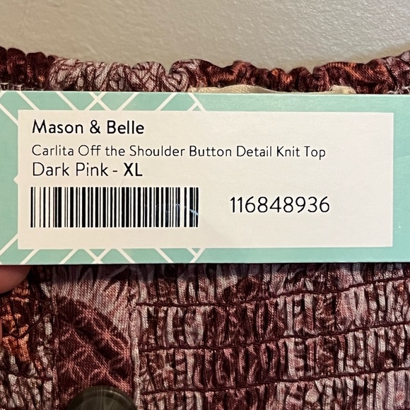 Mason & Belle Carlita Off the Shoulder Button Detail Knit Top NWT - Picture 5 of 11